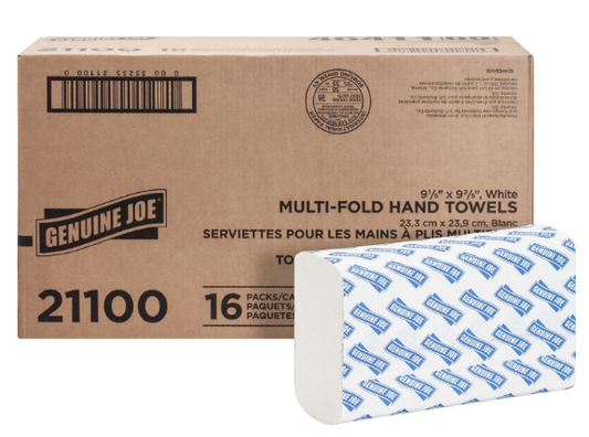 Genuine Joe 21100 White Multifold Paper Towels 250 sheets/pack Case 4,00